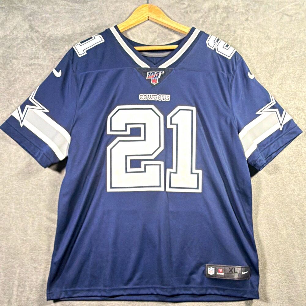 Nike Dallas Cowboys Ezekiel Elliott #21 On Field NFL Blue/White Jersey Men's XL